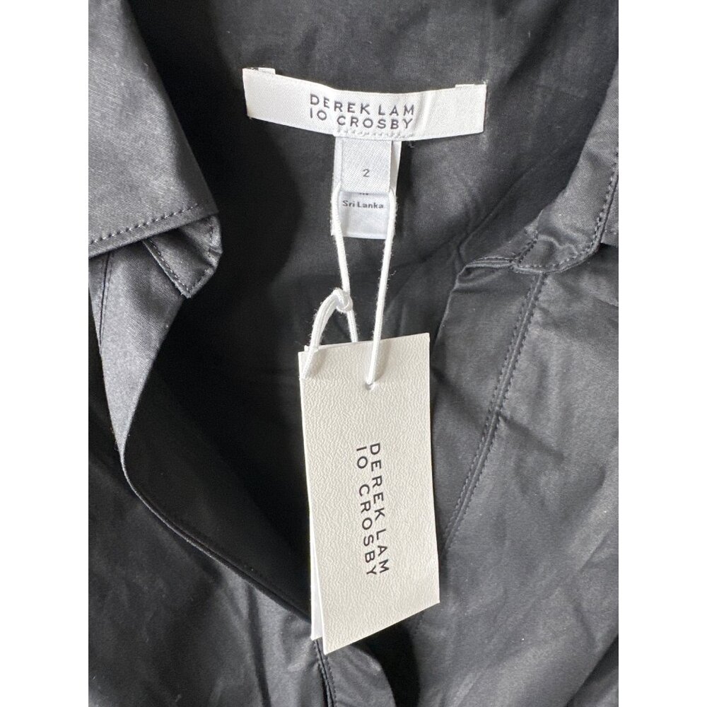 Derek Lam 10 Crosby Black Ruched Button Down Sleeveless Shirt Dress Size 2 - Picture 3 of 9